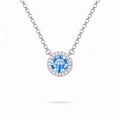 sterling silver 0.5ct Moissanite Blue Halo Necklace
