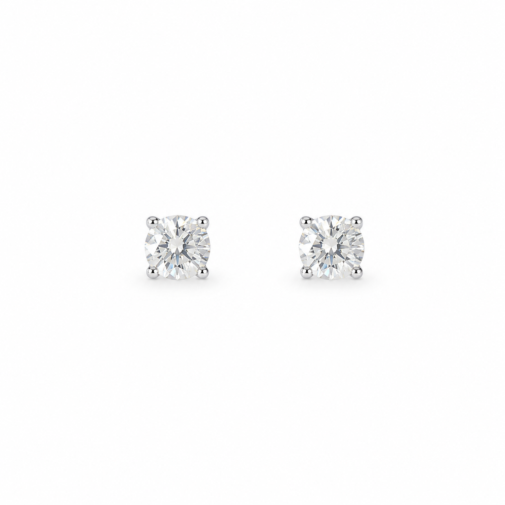 0.5ct Moissanite Four-Prong Stud Earrings, white gold plated sterling silver