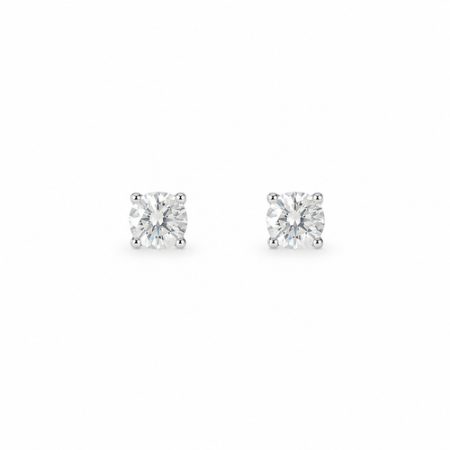 0.5ct Moissanite Four-Prong Stud Earrings, white gold plated sterling silver