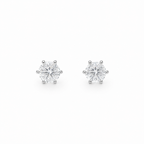 0.5ct Moissanite Six-Prong Stud Earrings, white gold plated sterling silver