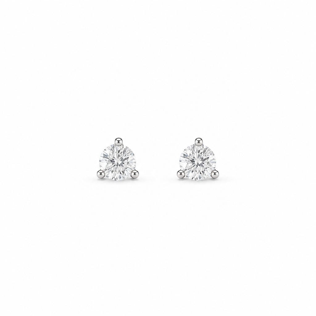 0.5ct Moissanite Three-Prong Stud Earrings, white gold plated sterling silver