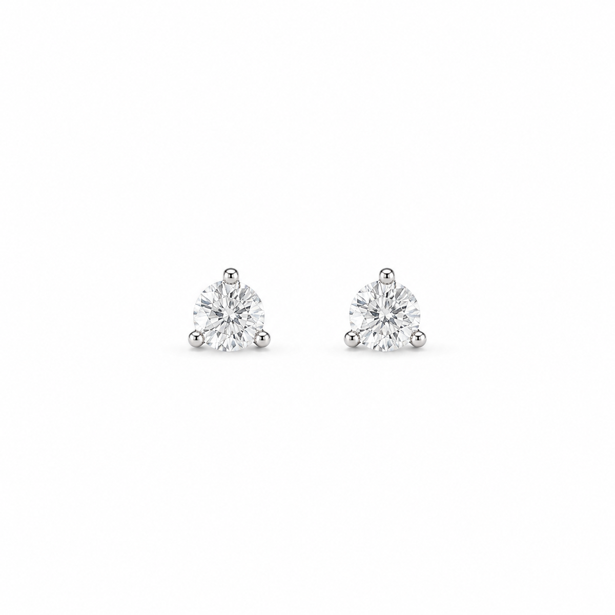 0.5ct Moissanite Three-Prong Stud Earrings, white gold plated sterling silver