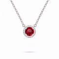 0.5ct Red Moissanite Halo Necklace in Sterling Silver by Knightley