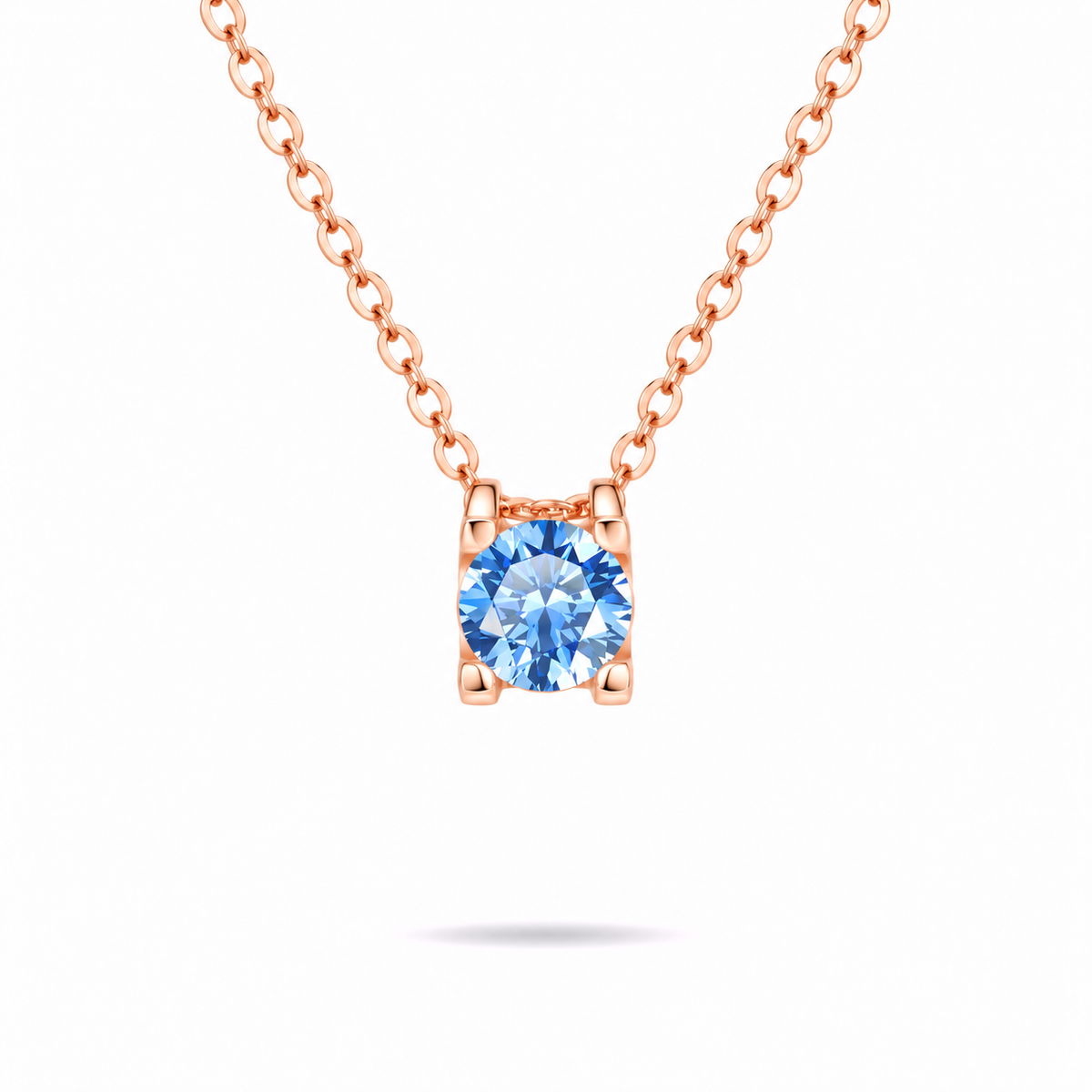 1ct Blue Moissanite in Contemporary Rose Gold Pendant by Knightley