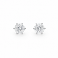 1ct Moissanite Six-Prong Stud Earrings, white gold plated sterling silver