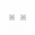 1ct Moissanite Four-Prong Stud Earrings, white gold plated sterling silver
