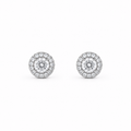 1ct Moissanite Halo Stud Earrings, white gold plated sterling silver