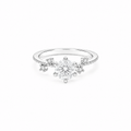 1ct Moissanite Side Stone Solitaire Ring, platinum plated sterling silver