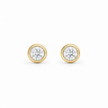1ct Gold Bezel Stud Earrings with moissanite, by knightley