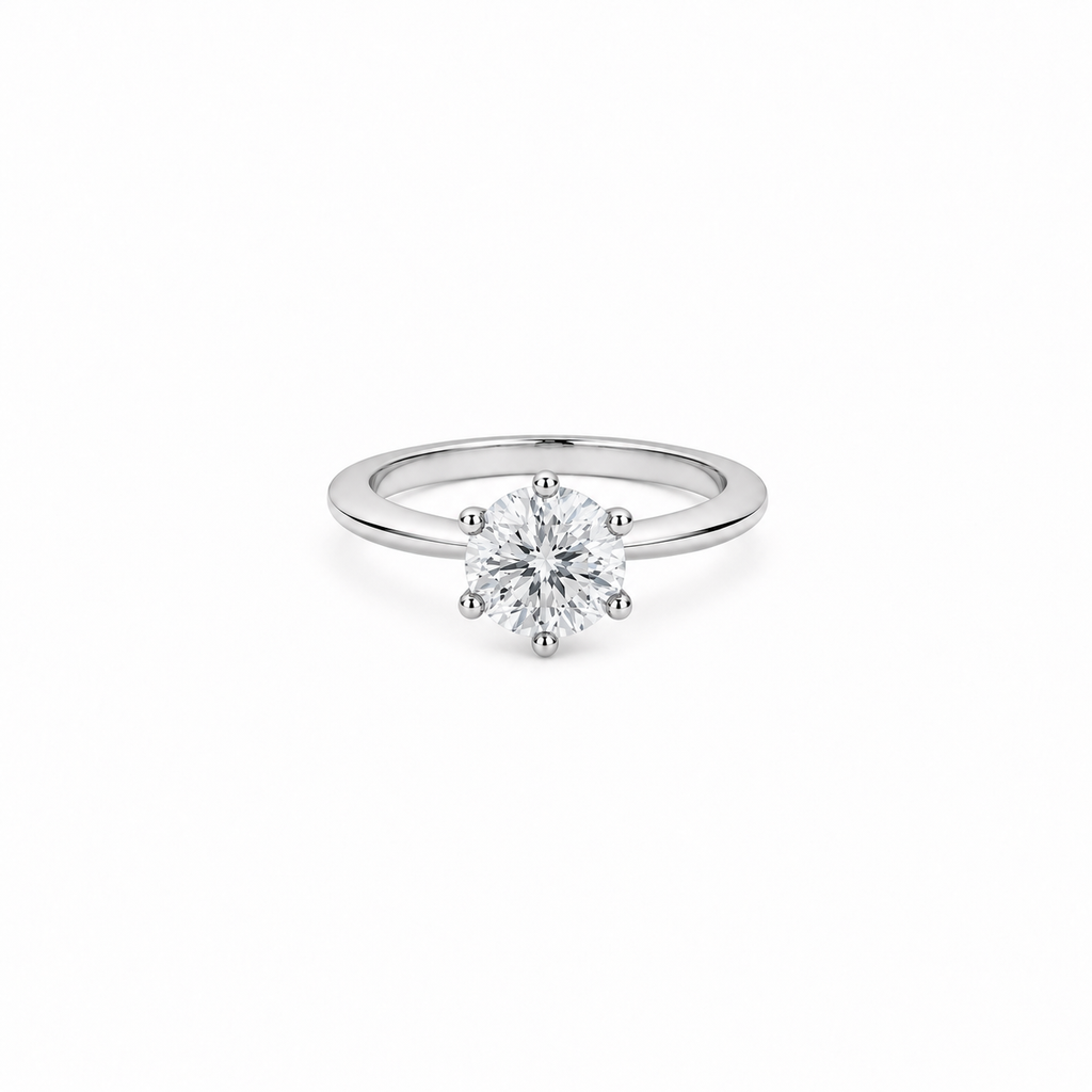 2ct moissanite Classic Solitaire Ring, white gold plated sterling silver