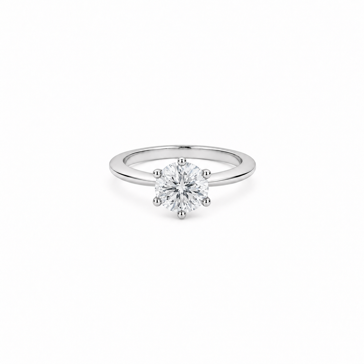 2ct moissanite Classic Solitaire Ring, white gold plated sterling silver