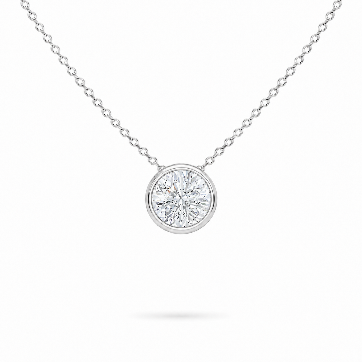 2ct moissanite Bezel Necklace, sterling silver