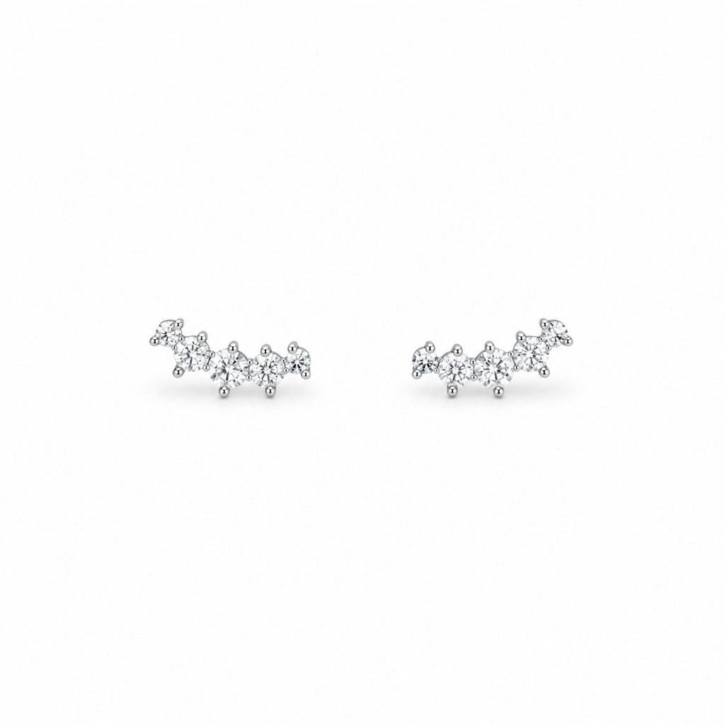 5 stone moissanite Climber Earrings, sterling silver