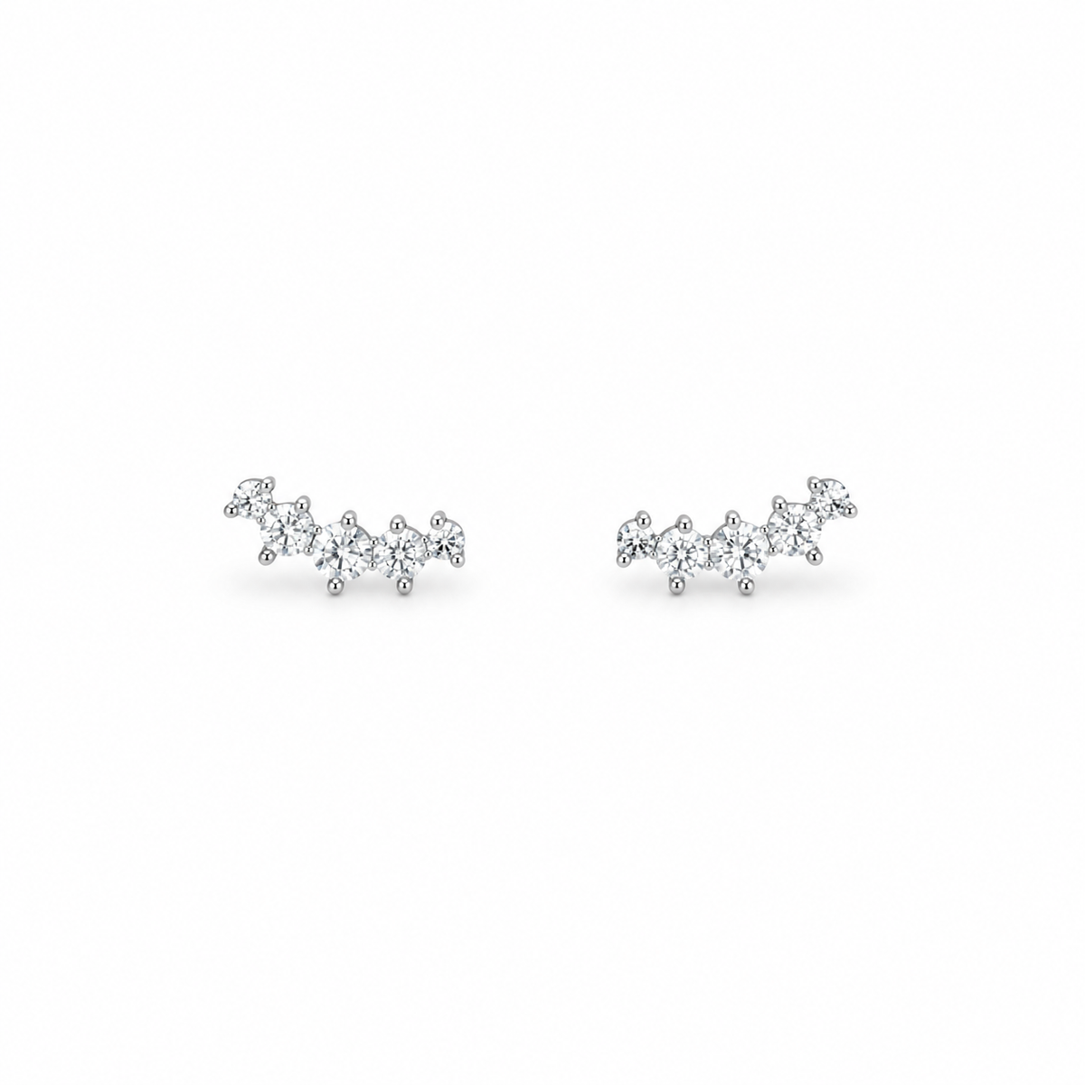 5 stone moissanite Climber Earrings, sterling silver