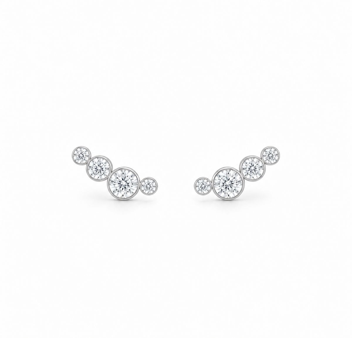 Bezel Climber Earrings with moissanite in sterling silver