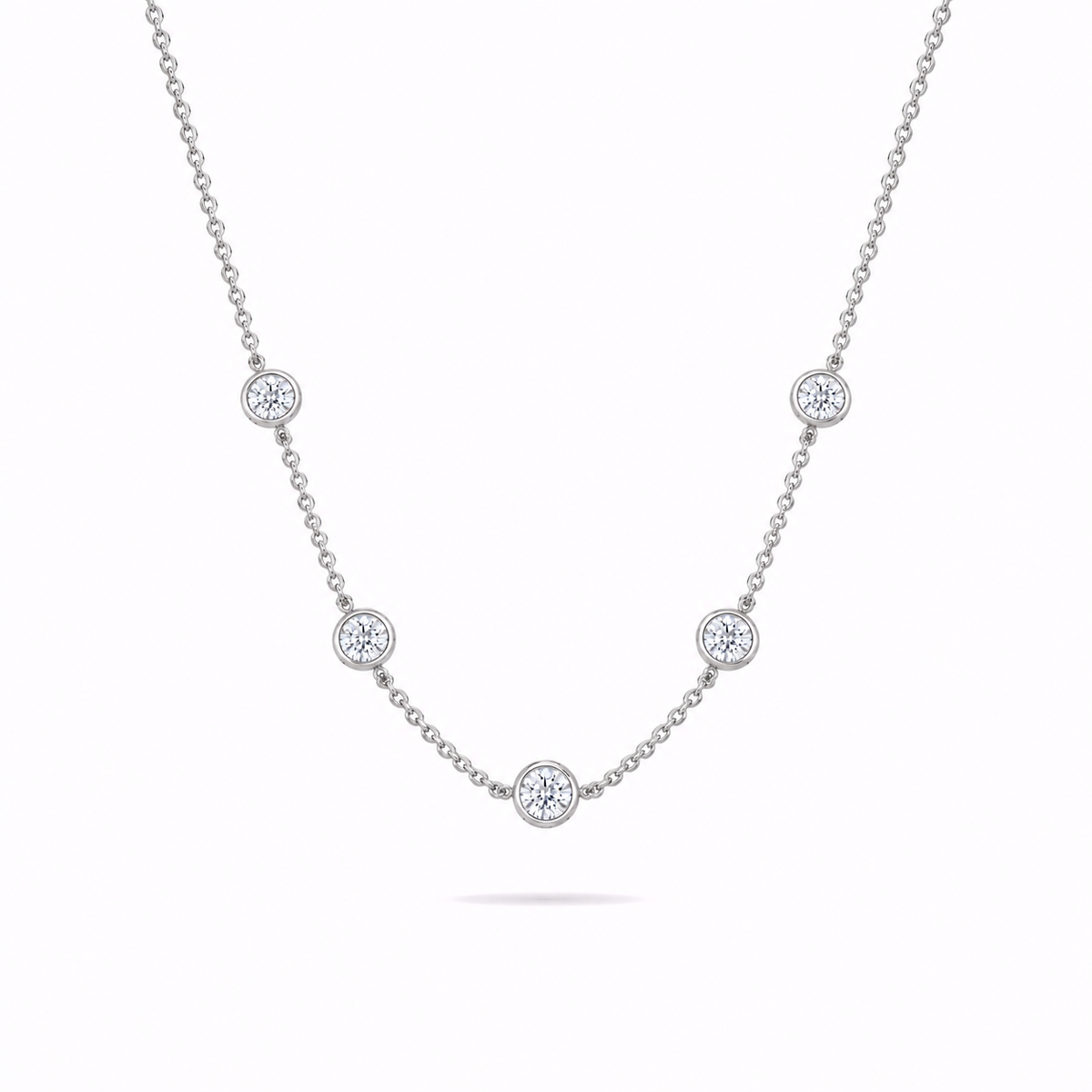 Five Stone Bezel Necklace in Sterling Silver by Knightley