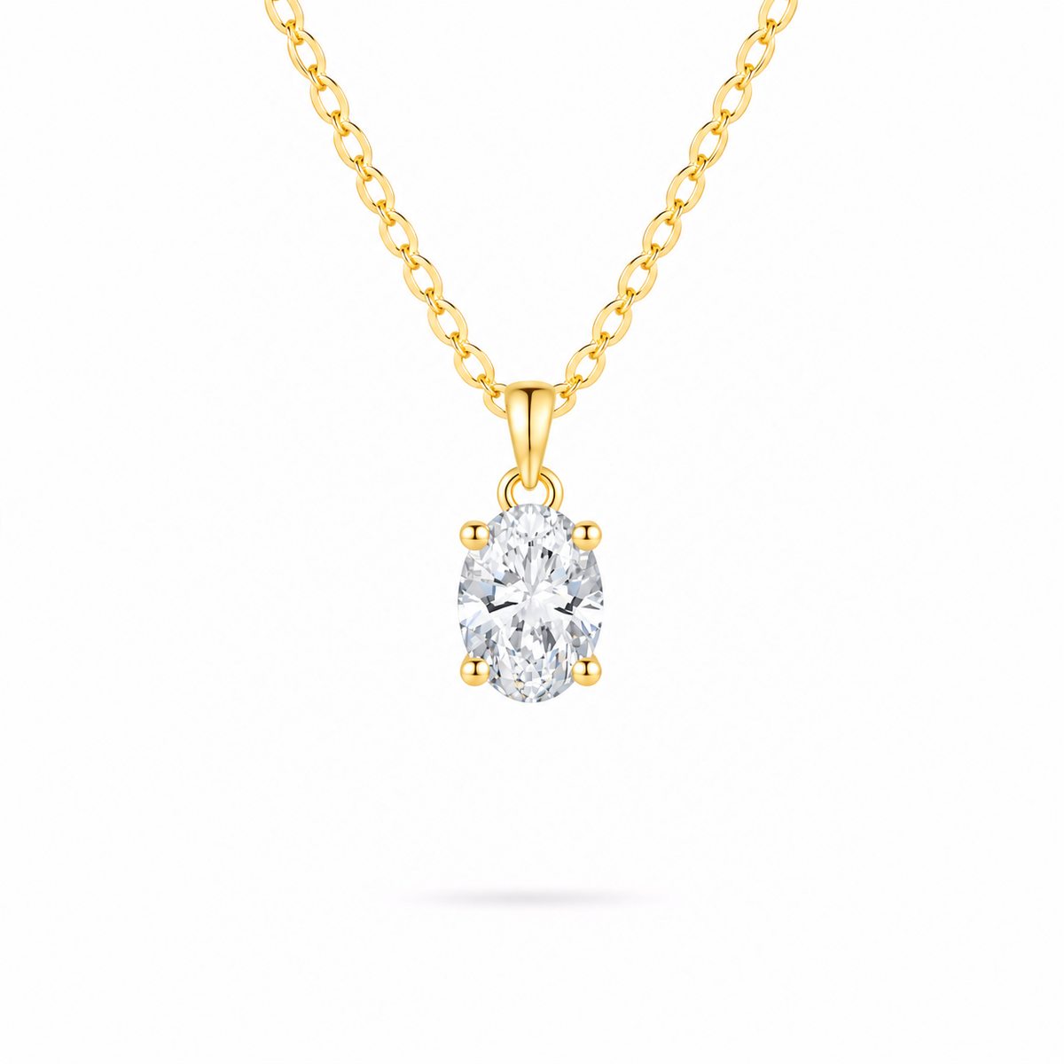 Gold 1ct Oval Solitaire Necklace by Knightley