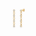 Gold Bezel Link Drop Earrings with moissanite, gold plated sterling silver, by knightley