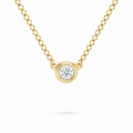 gold bezel necklace in yellow gold plated sterling silver with moissanite