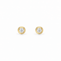 Gold Bijou Bezel Stud Earrings with moissanite
