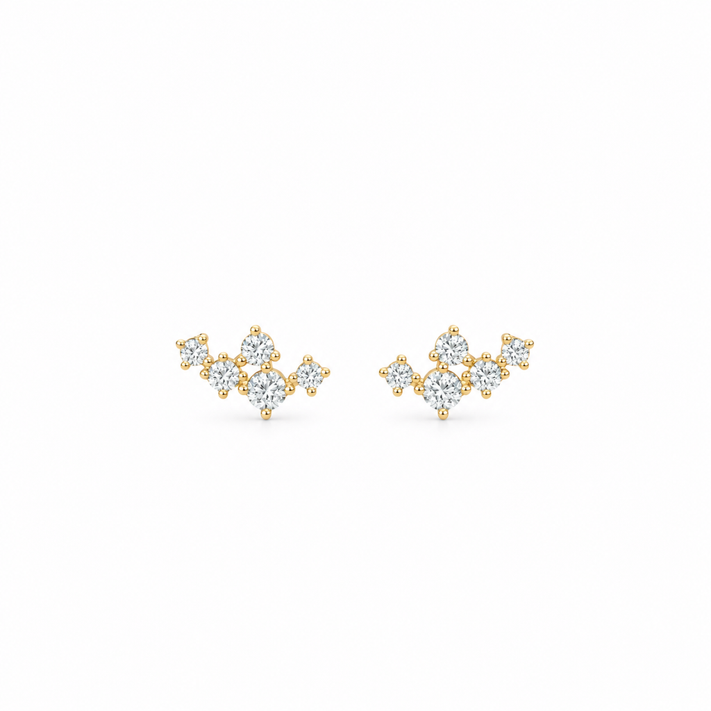 climber earrings in yellow gold with moissanite by Knightley