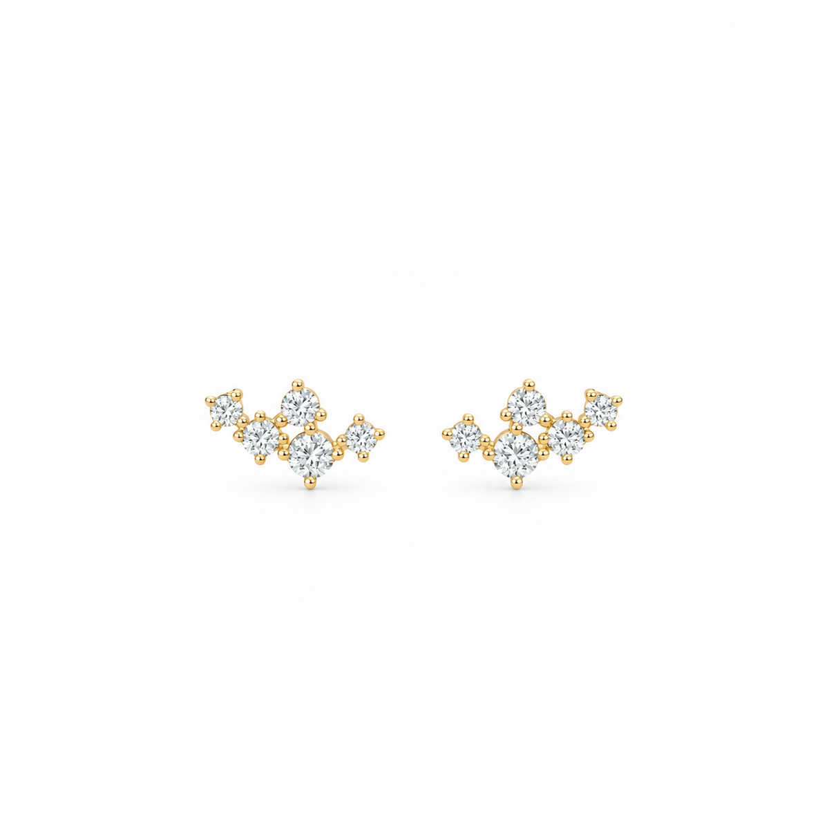 climber earrings in yellow gold with moissanite by Knightley