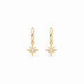 gold huggies with stars hanging / dangling from them, with moissanite by Knightley