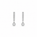 Moissanite Bezel Drop Huggie Earrings, sterling silver