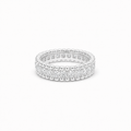 Moissanite Eternity Band Ring, platinum plated sterling silver