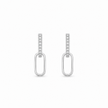Moissanite Pavé Double Link Hoop Earrings, sterling silver
