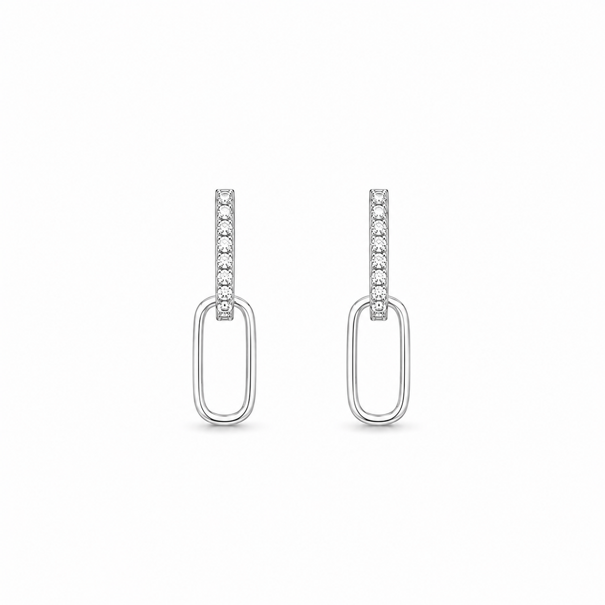 Moissanite Pavé Double Link Hoop Earrings, sterling silver