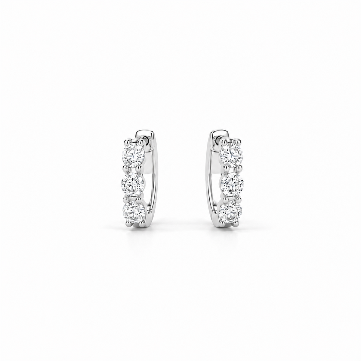 Moissanite Trio Huggie Hoops, sterling silver