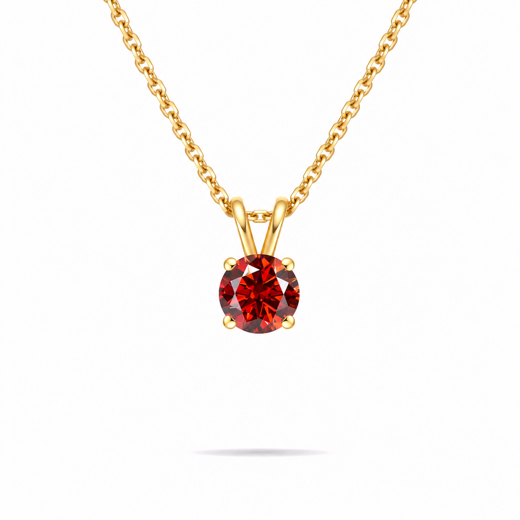 1ct Red Moissanite Solitaire Pendant Necklace
