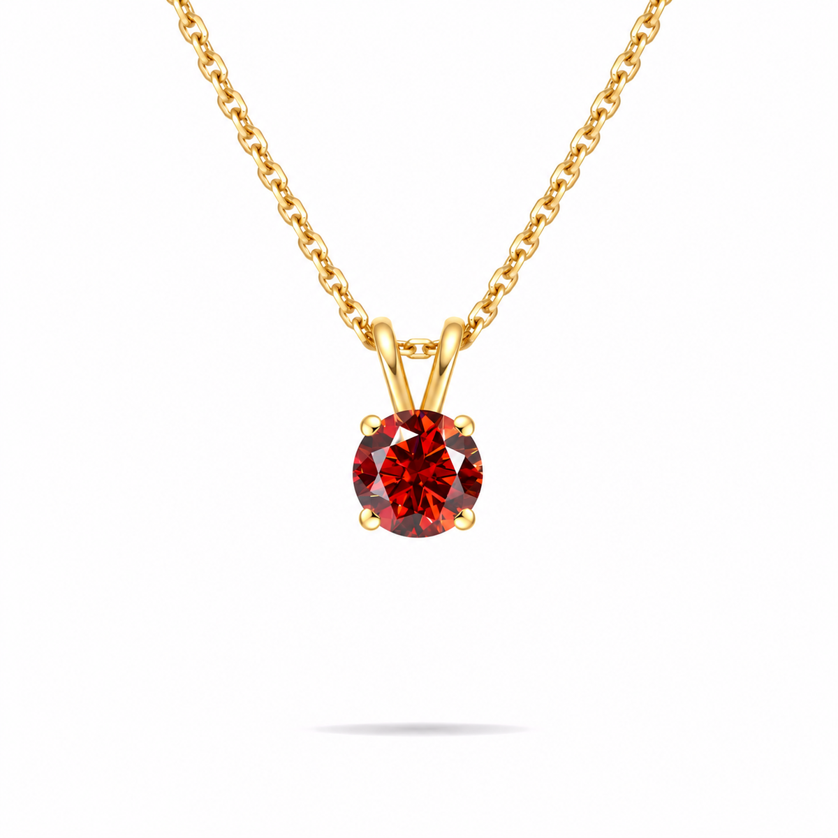 1ct Red Moissanite Solitaire Pendant Necklace