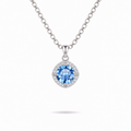 1ct Blue Halo Necklace in silver, by Knightley