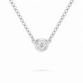 silver bezel necklace in sterling silver with moissanite, By Knightley