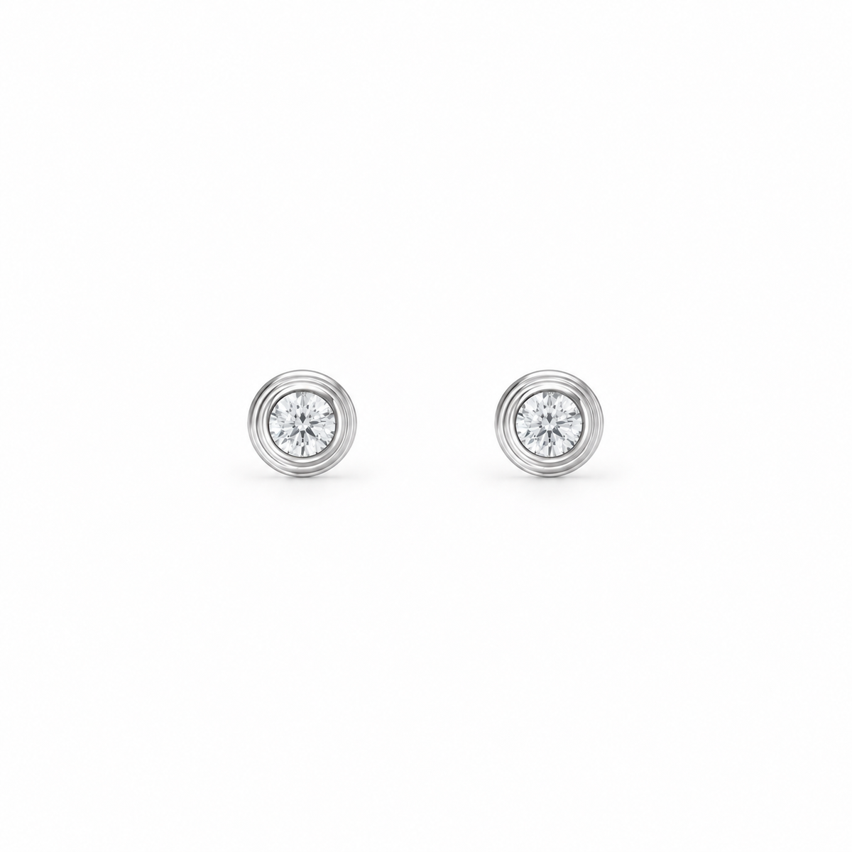Silver Bijou Bezel Stud Earrings with moissanite