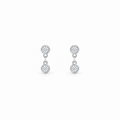 Silver Petite Bezel Drop Earrings with moissanite