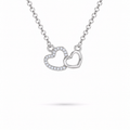 Silver Double Heart Necklace with moissanite, sterling silver