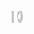 Silver Pavé Huggie Earrings with moissanite, by Knightley