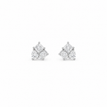 Trio Moissanite Stud Earrings with princess cut, pear cut and oval cut moissanite stones, sterling silver