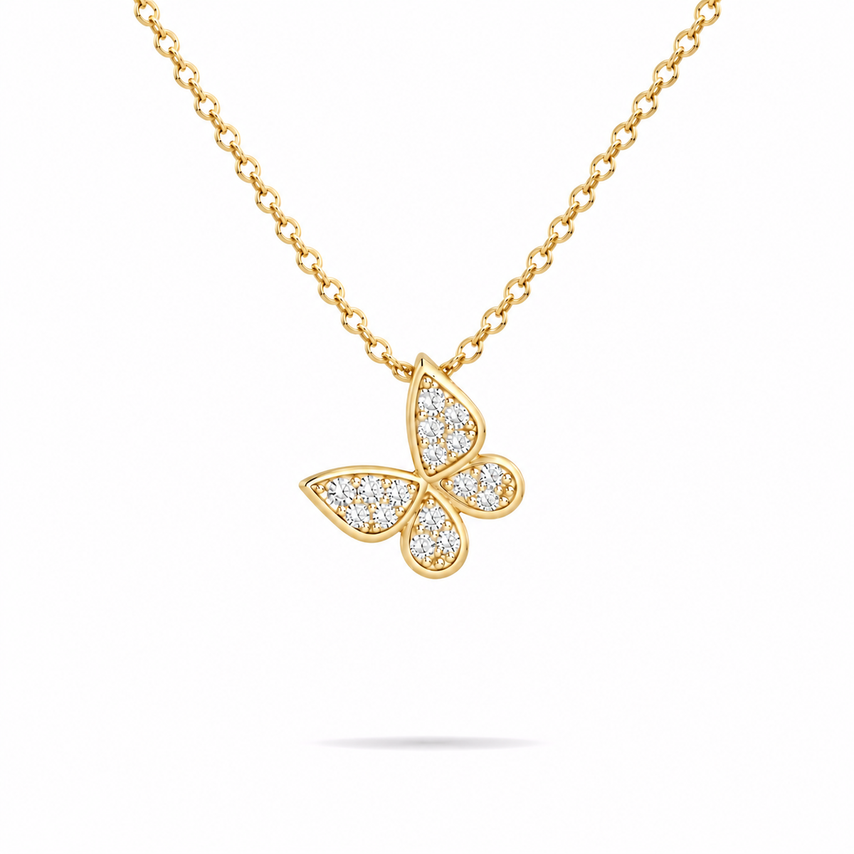 Yellow Gold Butterfly Necklace With Moissanite 
