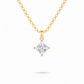 yellow gold 1ct Princess Cut Solitaire Necklace by Knightley