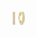 Gold Pavé Huggie Earrings with moissanite, gold plated sterling silver, by Knightley