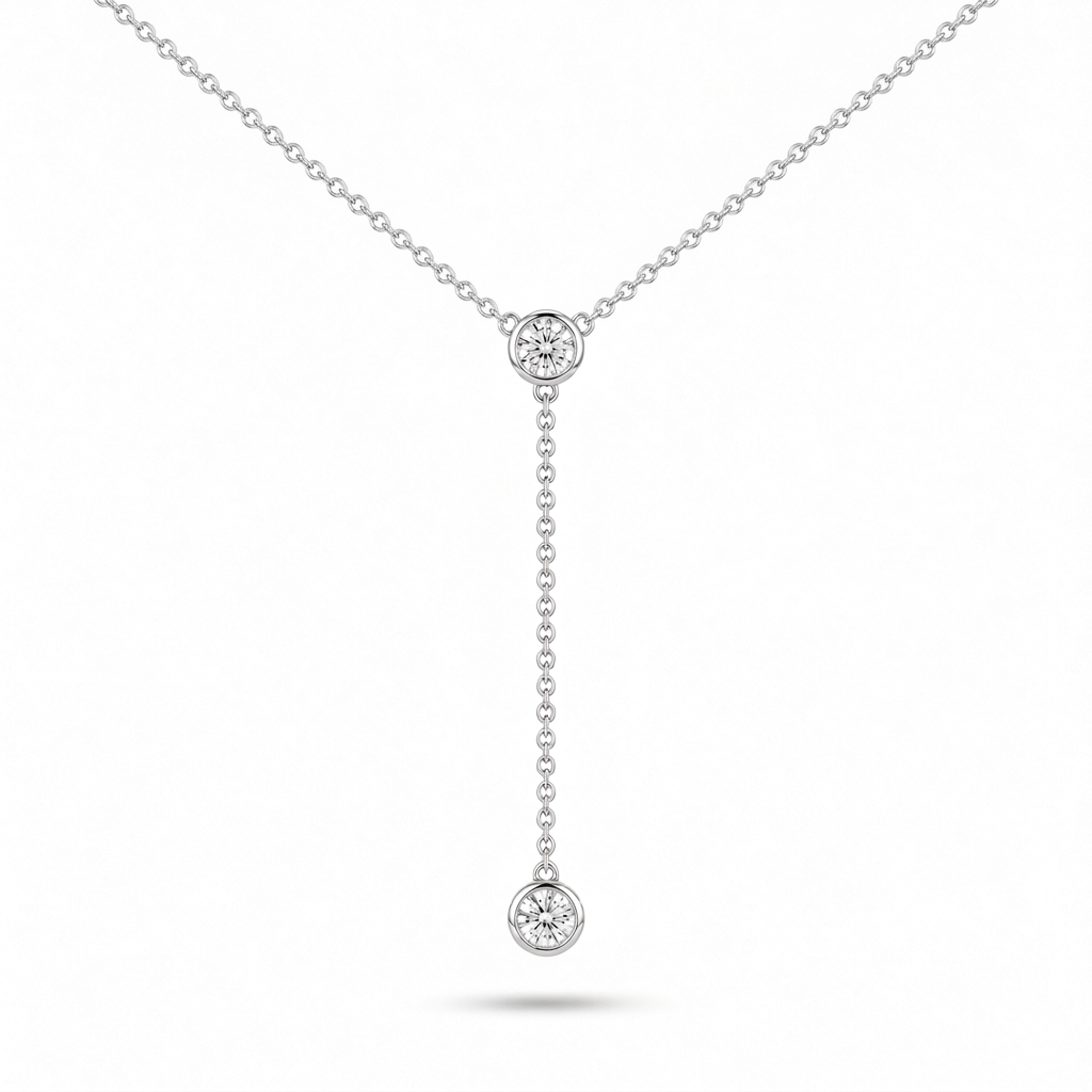 Bezel Drop Necklace, moissanite, sterling silver