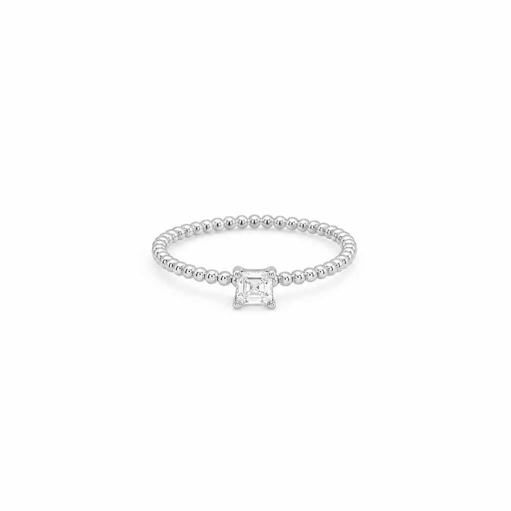 moissanite princess stacking ring, sterling silver