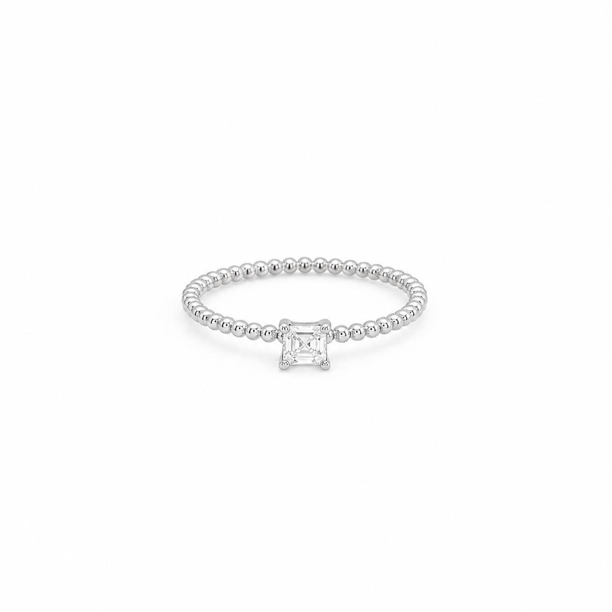moissanite princess stacking ring, sterling silver